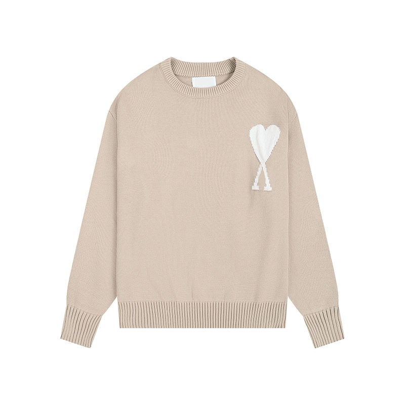秋冬新款高领爱心毛衣男女条纹青年桃心跨境外贸休闲套头针织衫