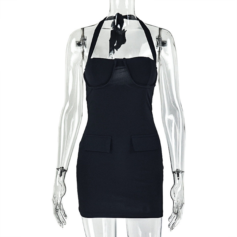 Slim Fit Backless Bodycon Dress Solid Color Sexy Elegant Perfect for Parties and Night Out Wholesale Available