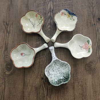 Ceramic Color Painting Multifunctional Ink Dish Peony Lotus Flower Ink Dish Water Dish Calligraphy Chinese Painting Inkstone Pen Shelf Four Treasures of Study