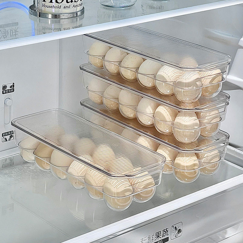 Cross-Border Egg Storage Box New Kitchen Refrigerator Egg Preservation Box with Lid Timed Egg Box Drawer-Type Egg Tray