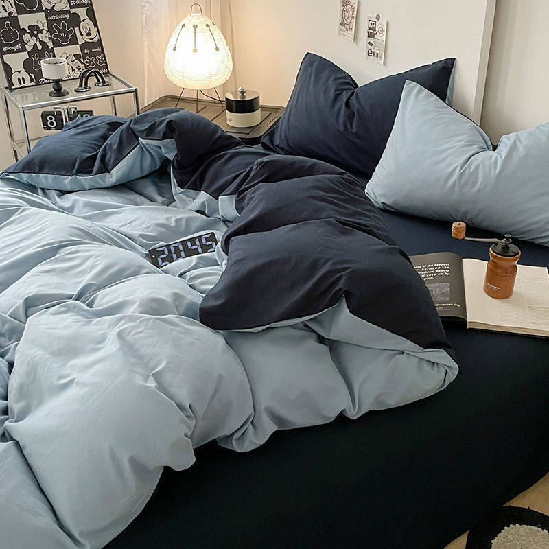 Soft and Skin-Friendly Quilt Cover, Four-Piece Bed Sheet Set, Three-Piece Student Dormitory Set, Portable Quilt Cover That Does Not Pill