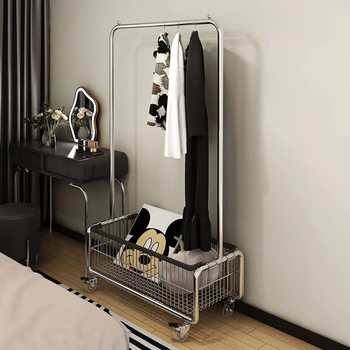 Clothes Rack Floor-Standing Bedroom Clothes Rack Mobile Light Luxury Clothes Drying Rack Household Coat Rack Overnight Storage Clothes Storage Rack