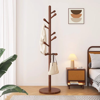 Solid Wood Clothes Hanger Floor-Standing Bedroom Ceiling-To-Ceiling Clothes Hanger Mobile Clothes Hanger Bag Rack Hanging Clothes Storage Rack Sturdy