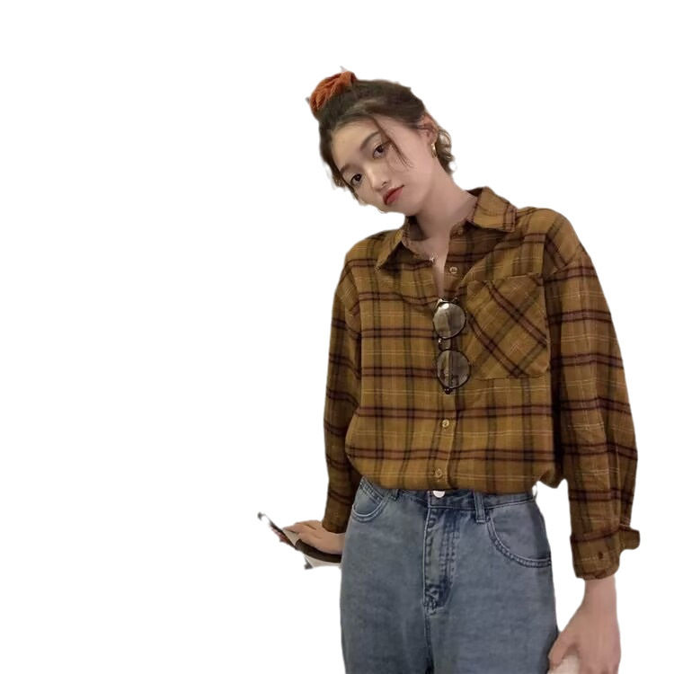 Plaid Flannel Shirt for Women Soft Fabric Vintage Style Unique Design Perfect for Autumn Casual Wear Wholesale