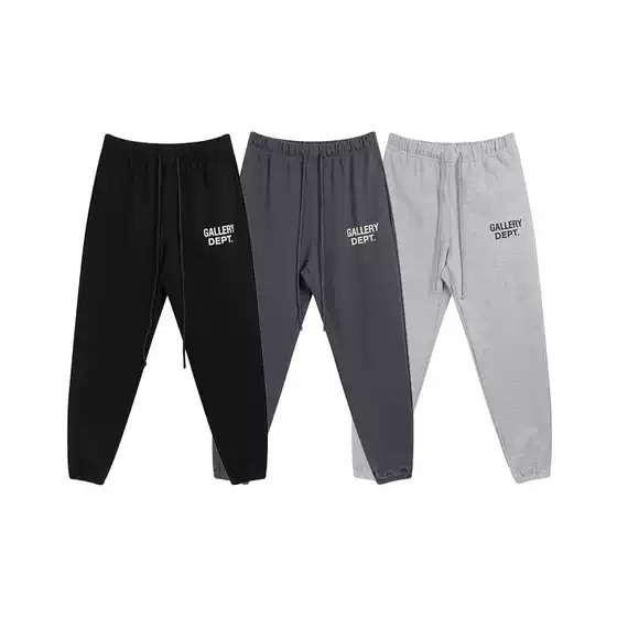 Gallery Dept Basic Letter Printed Logo Drawstring Pants Casual Pants for Men and Women Pure Cotton Terry Pants