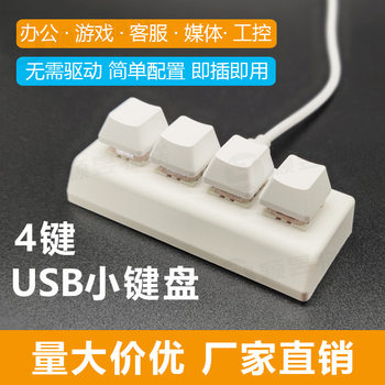 4-Key Mini Mechanical Keypad, Select All, Copy and Paste, One-Click Password, Custom Shortcut Keys, Audio Game, Please Change Keys