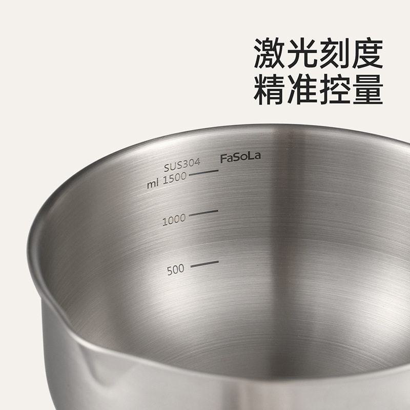 Fasola Stainless Steel Basin Food-Grade 304 Rice Washing Basin Household with Scale Kitchen Vegetable Washing Fruit Draining Basket