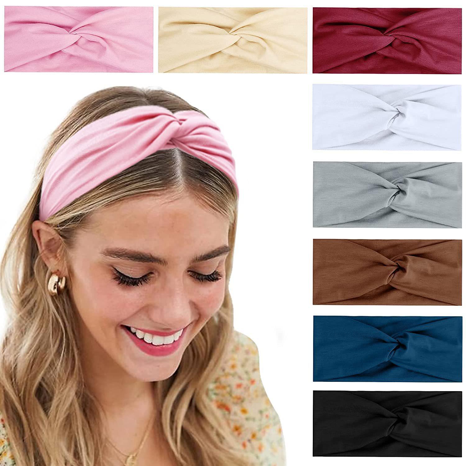 European and American Candy-Colored Cross Headband, Elastic Women's Sports Yoga Anti-Sweat and Sweat-Absorbing Fashionable Headband for Stray Hair