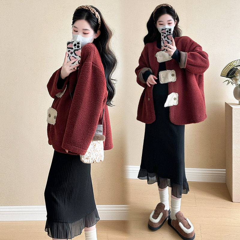 Real Shot of In-Stock Maternity Red Suit New Year's Robe High-End New Chinese Style 2-Piece Suit