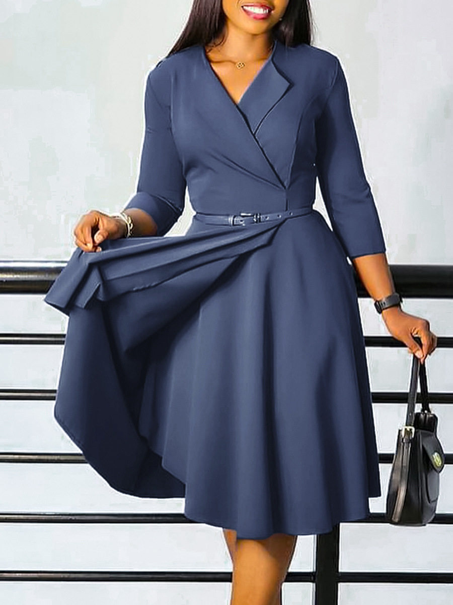 women's clothing fashion V-neck solid color large skirt high waist