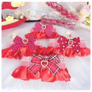 Cross-Border Pet New Year Festive Scarf Cat Red Bow Saliva Towel Dog New Year's Day Wedding Holiday Collar