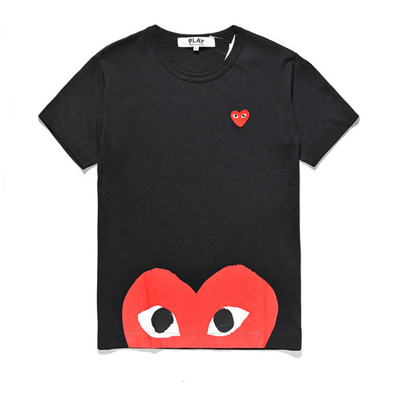 Japanese trendy brand T-shirt Chuanjiu play love pure cotton short-sleeved embroidered small red heart men and women couple parent-child outfit Baoling