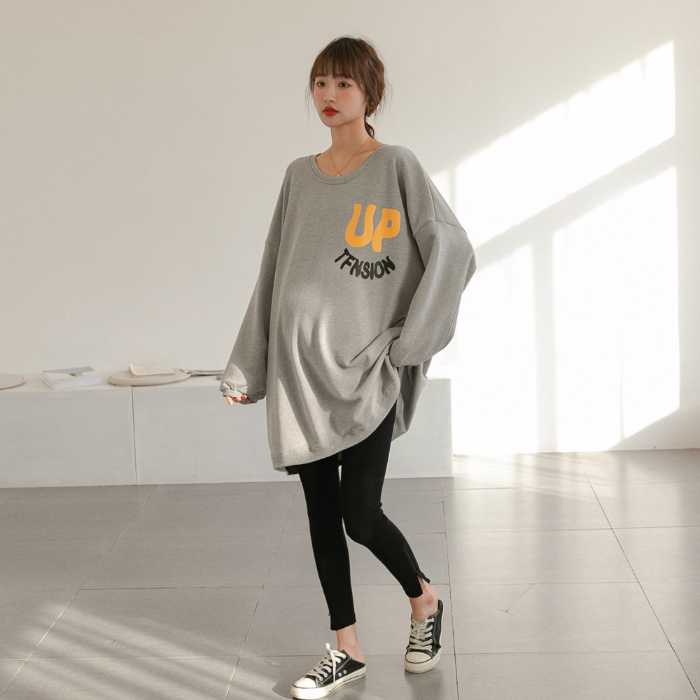 Spring New Maternity Dress Korean Style Loose Slim-fit Women's Mid-length Casual Sweatshirt