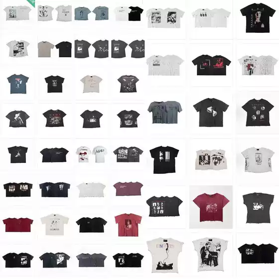 Correct version of the new rich second generation old worn out slogan printing loose casual short sleeve T-shirt trendy men's and women's Tee