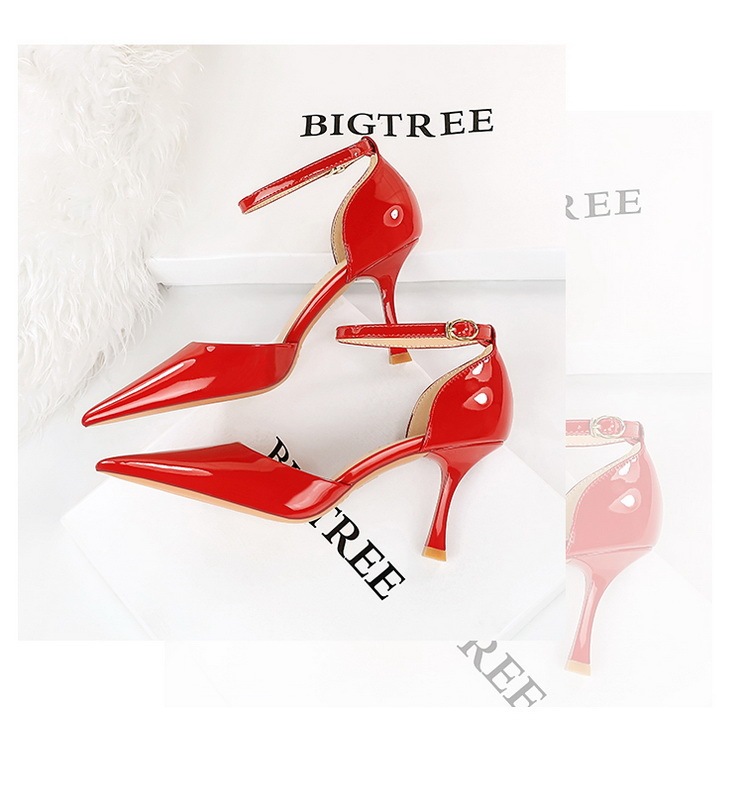 Sandal cao gót nữ mũi nhọn quai ngang gót ly, đế cao su, phong cách thanh lịch — Màu đen, Màu đỏ, Màu đỏ rượu, Màu nude
