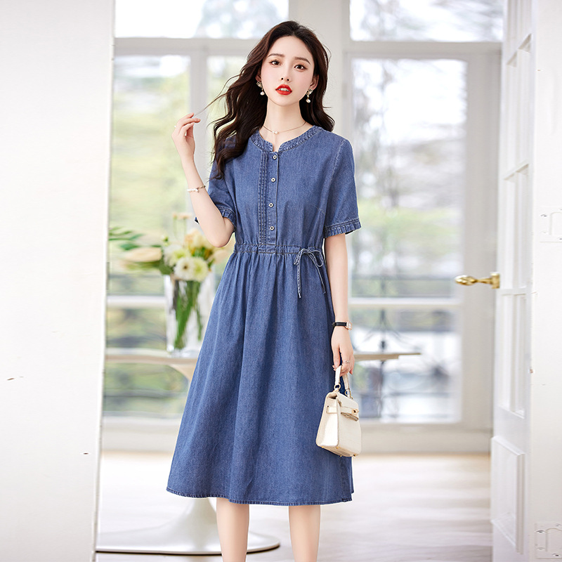 (Mới) Mã K3672 Giá 1390K: Váy Đầm Liền Thân Nữ Hatdi Dáng Chữ A Ngắn Tay Hàng Mùa Hè Phong Cách Hàn Quốc Thời Trang Nữ Chất Liệu Jean Bò G04 Sản Phẩm Mới, (Miễn Phí Vận Chuyển Toàn Quốc).