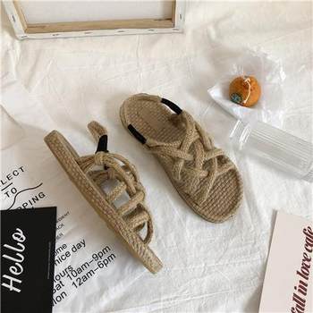 Internet Celebrity Retro Roman Sandals for Women's Outer Wear 2025 New Internet Celebrity Summer Flats Ins Style Roman Beach Shoes