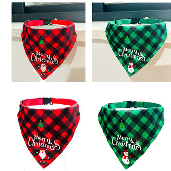 Amazon Pet Saliva Scarf Collar Christmas Plaid Cross-Border Triangle Scarf Cat and Dog Scarf Bib Accessories