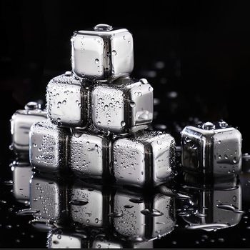 304 Stainless Steel Ice Cubes, Metal Square Ice Cubes, Ice Wine Stones, Whiskey Red Wine Cooling Stones, Mirror Finish, Food Grade