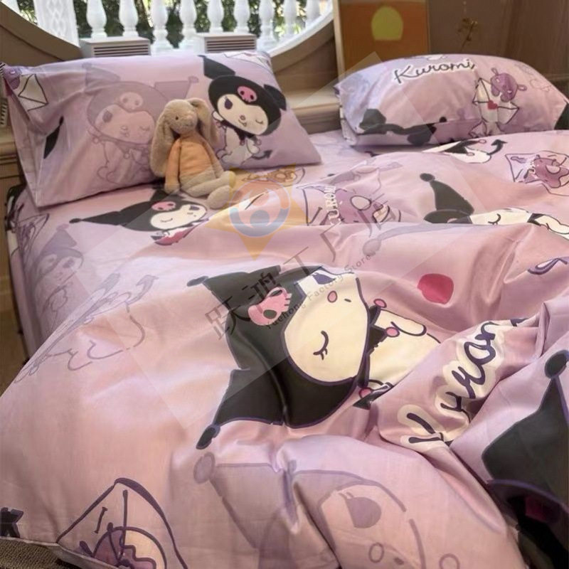 Cartoon Bear Internet Celebrity Washed Cotton Four-Piece Bed Sheet Quilt Cover Bedding Student Three-Piece Dormitory Set