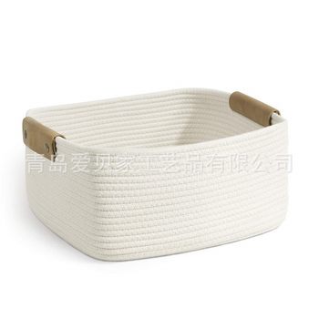 Factory wholesale cross-border square cotton rope toy storage basket bathroom storage basket