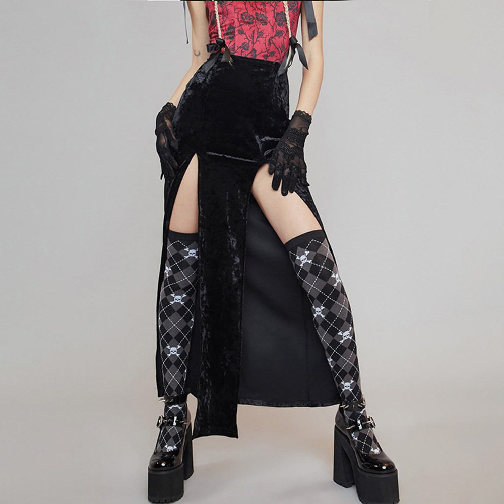Womens Street Style Rock Inspired Split Hem Skirt Sexy Design Halloween Theme Autumn Winter Collection Wholesale
