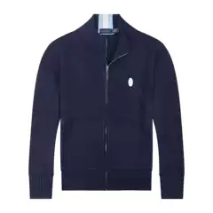 Cross-Border Foreign Trade New Paul Pony Logo Men's Sweater Cardigan Zipper Stand Collar Thickened Men's Sweater Knitwear