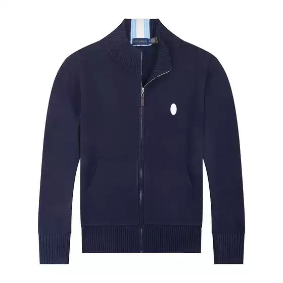 Cross-Border Foreign Trade New Paul Pony Logo Men's Sweater Cardigan Zipper Stand Collar Thickened Men's Sweater Knitwear