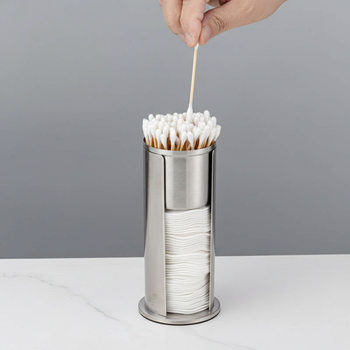 Stainless steel cosmetic cotton storage box removable cotton swab makeup remover Cotton Box beauty dressing table bathroom countertop finishing box