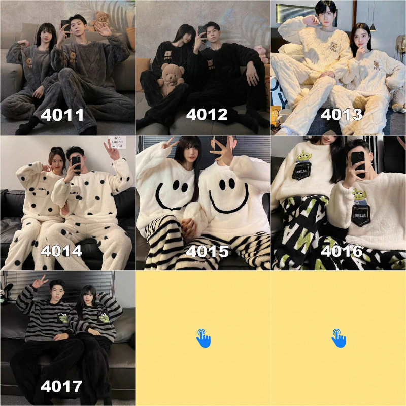 ฤดูใบไม้ร่วงและฤดูหนาวคู่ยอดนิยมสักหลาดขนแกะปะการังชุดนอนผู้...