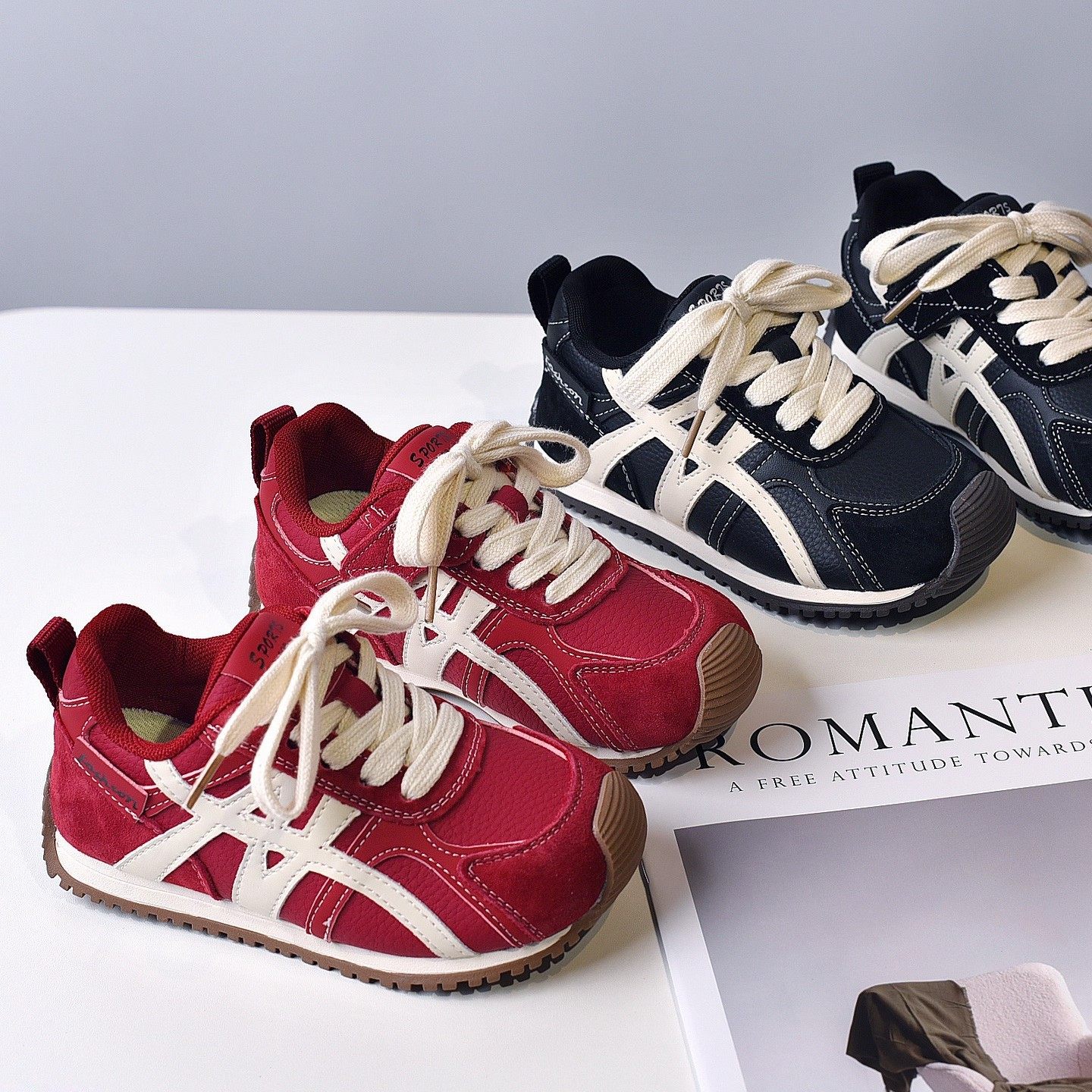 Genuine Leather Kidsren's Forrest Gump Shoes 2025 New Autumn and Winter Boys' Fleece-Lined Casual Sports Shoes Girls' Non-Slip Running Shoes