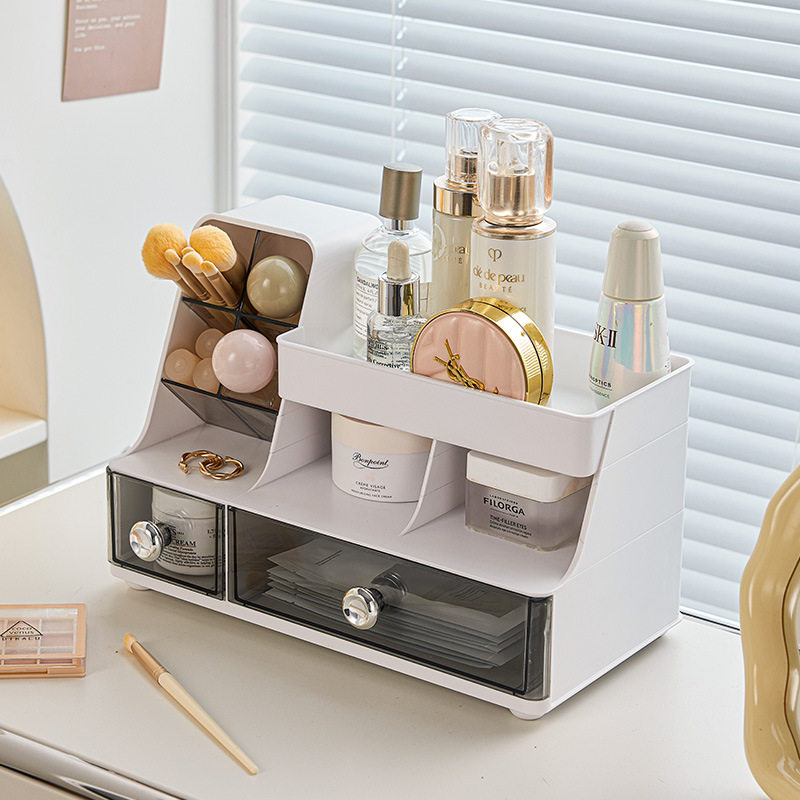Drawer-type cosmetic desktop storage box household function lipstick skin care products compartment storage box multi-compartment finishing box