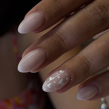 European and American Wearable Nails Valentine's Day Series White Gradient French Nail Patch White Love Polka Dot Fake Nail Patch