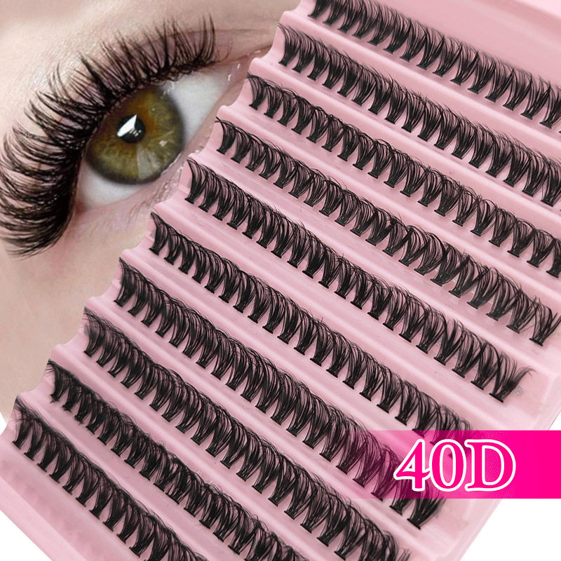 Cross-Border Foreign Trade False Eyelashes 40D Washboard Large Capacity 10 Rows of Hair DIY Segmented European and American Eyelashes Wholesale