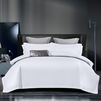 Four-Piece Linen Set for Star-Rated Hotels, Four Seasons Style, Pure White, Hotel and B&B Bedding Set, Bed Sheet and Fitted Sheet Style