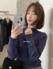 Imiss Autumn Korean Minimalist Style Basic Versatile Slimming Half Turtleneck Knitted Sweater for Women H01233
