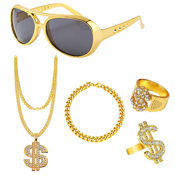 European and American dollar necklace diamond dollar pendant European and American fashion brand hip-hop dollar alloy necklace