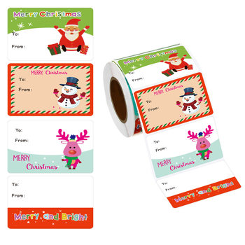 500 pats/roll, Christmas gift tag sticker, universal sticker for holiday gift wrapping