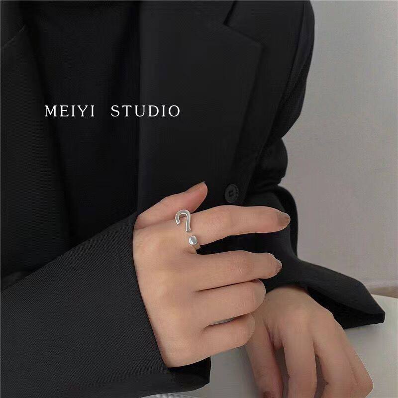 New Korean-Style Question Mark Ring with a Unique Creative Design, Simple and Elegant Geometric Jewelry for Women