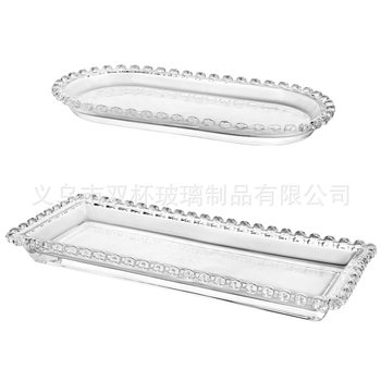 Casual Glass Tray Square Heart Ins Style Fruit Glass Plate Oval Flat Plate Dessert Plate Cake Gift Plate