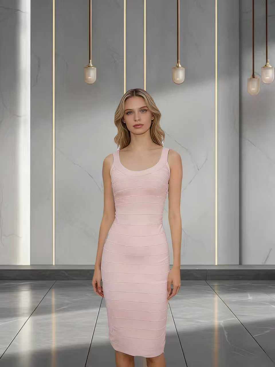 sexy style sweet U-neck waist high elastic mini hip knitted