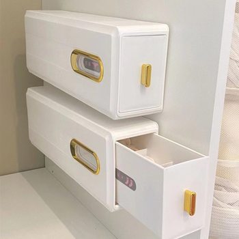 Socks storage box wall-mounted household wardrobe artifact drawer-type separated underwear organizing box compartment space-saving