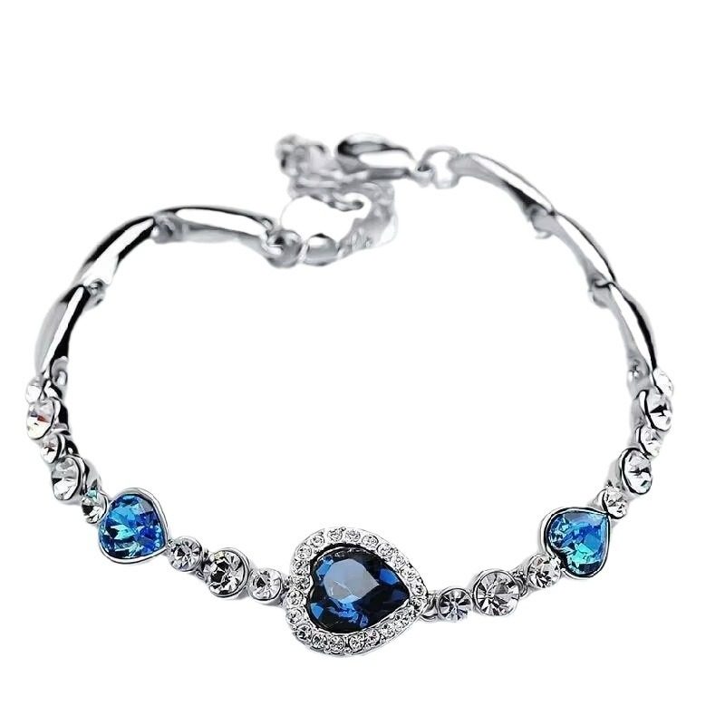 2025 Cross-Border New Ocean Heart Blue Necklace Women's European and American Style Titanic High-End Pendant