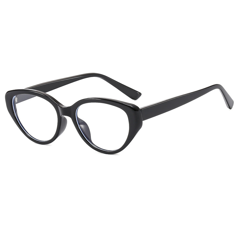 Popular Style Personalized Cat's Eye Anti-Blue Light Glasses Women's Short-Sight Mirror Fashionable Internet Celebrity Plain Black Frame Flat Mirror