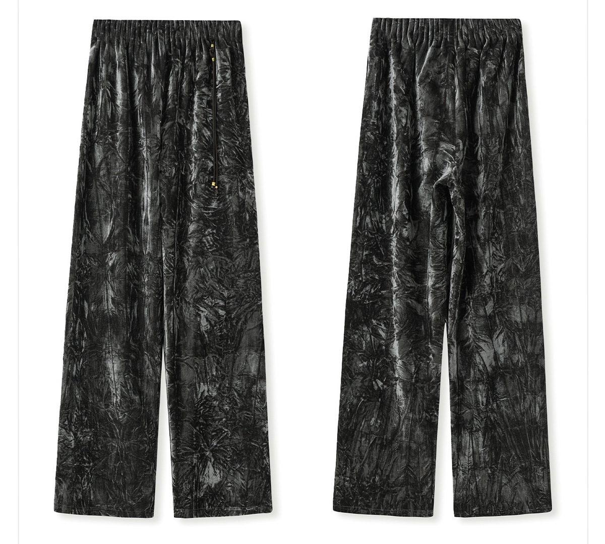 Quần dài nữ cạp cao ống rộng nhung tăm dáng suông thoải mái — Jade Black (Giao hàng ngay hôm nay), Jade Black (Giao hàng trong 7 ngày), Màu mơ sữa (cấp ngay trong ngày), Màu mơ sữa (giao hàng trong 7 ngày)