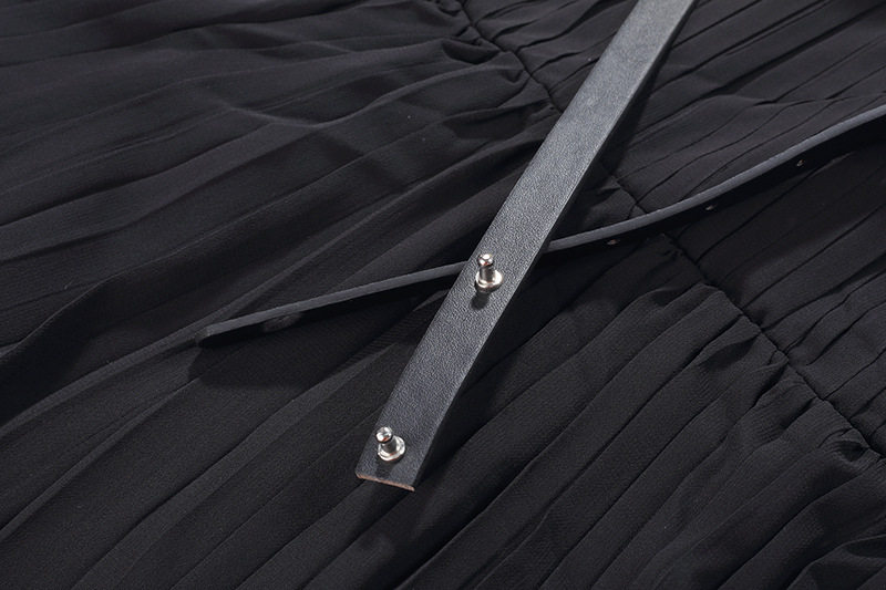 Đầm maxi nữ thắt eo cổ V tay không midi — Xanh chi tiết 11