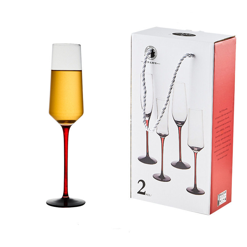 Black Tie Red Champagne Cup European Style Light Luxury Bubble Wine Glass Crystal Goblet 2 Pack Creative Wedding Gift