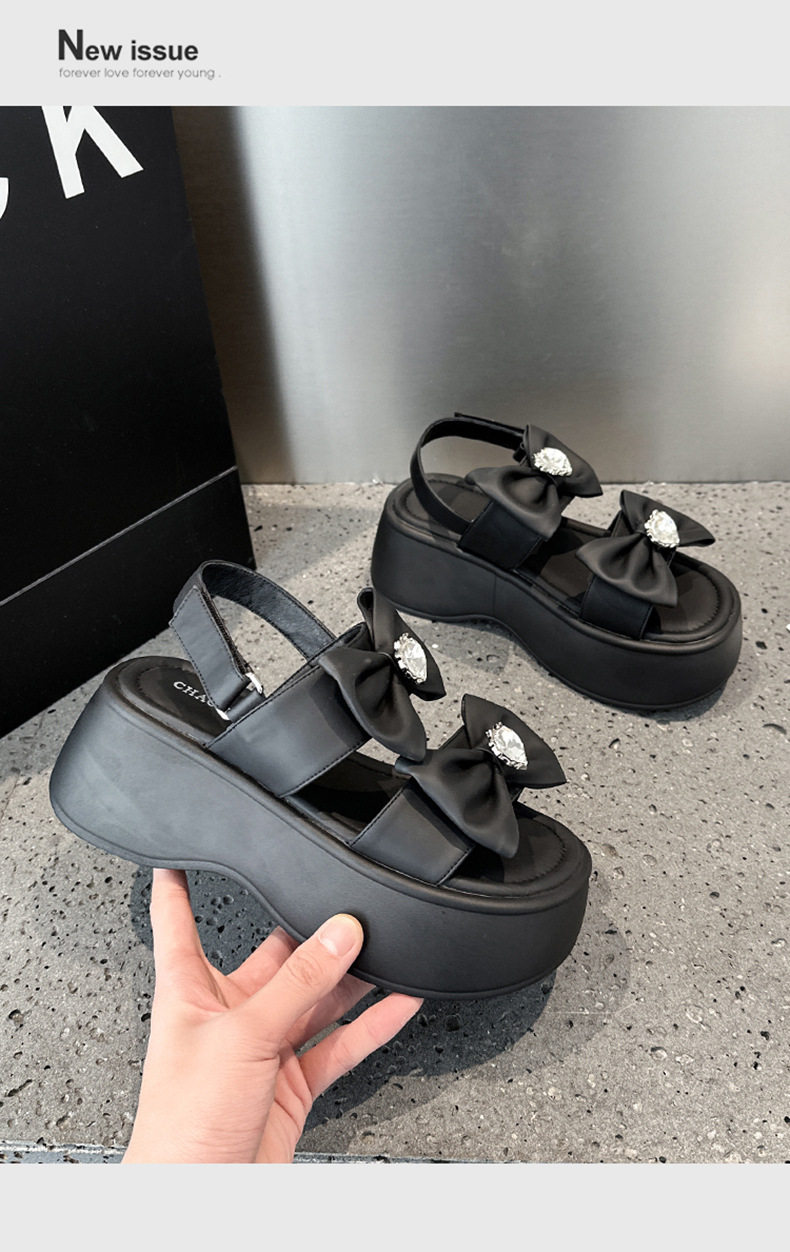 Dép sandal nữ quai chữ V đơn giản, chất liệu microfiber, đế PU êm nhẹ — Len tinh khiết, Đen chi tiết 14