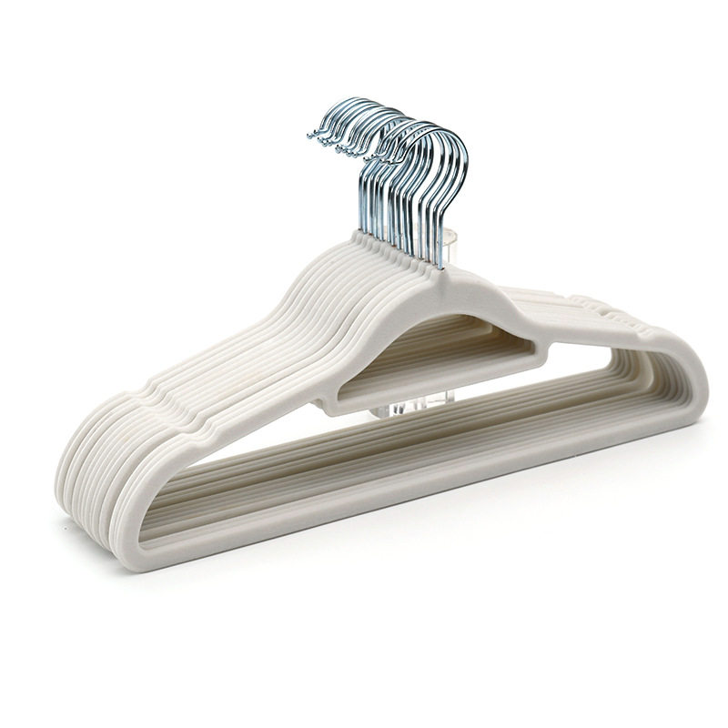 Cross-border flocking hanger non-slip plastic seamless hanger transparent clothes hanging household adult clothes support factory wholesale