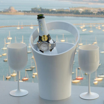 Single handle champagne ice bucket goblet set food grade PP plastic champagne glass 16oz red wine glass 480ml